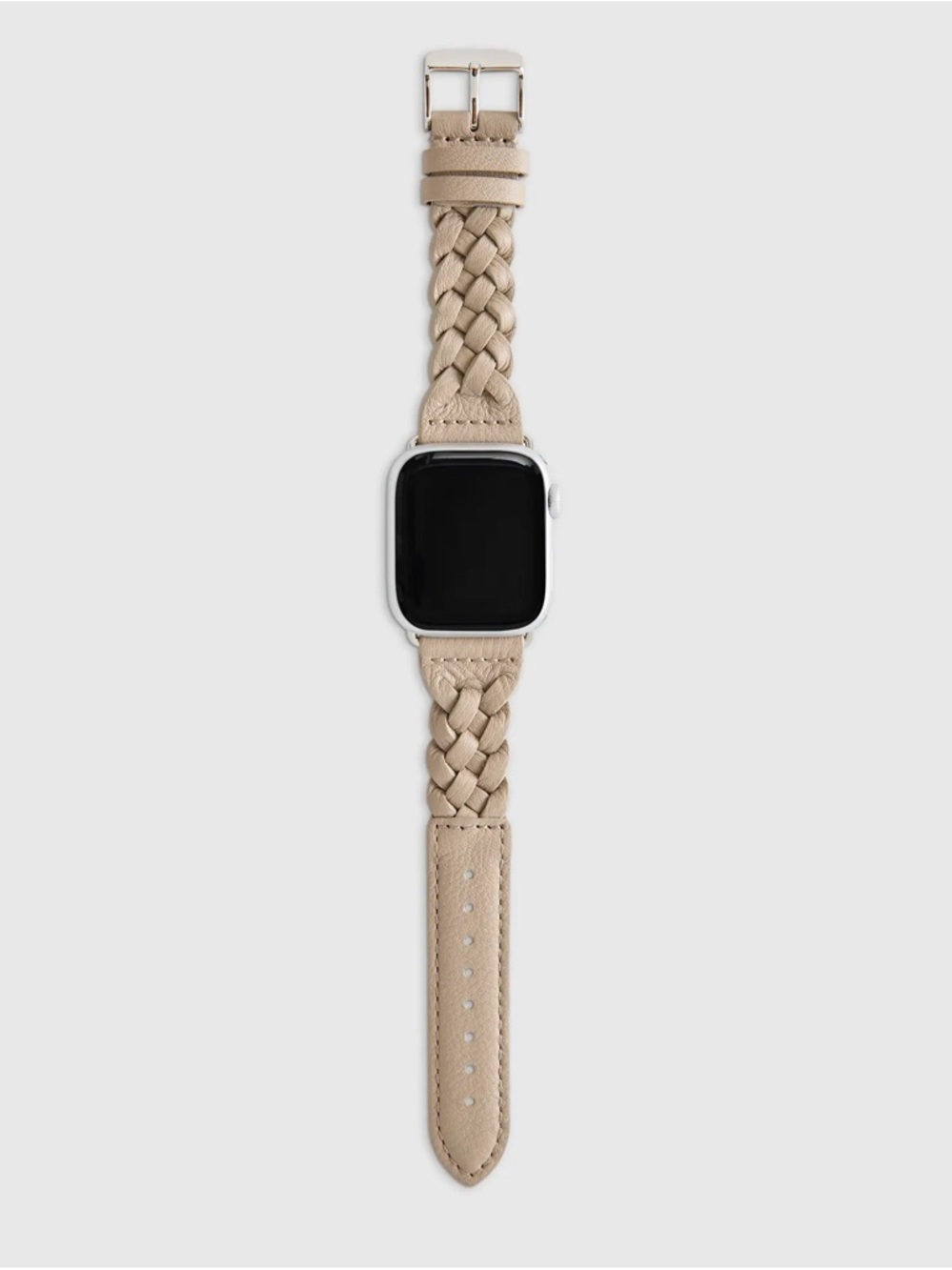 Quince Beige Braided Leather Watch Strap for Apple Watch